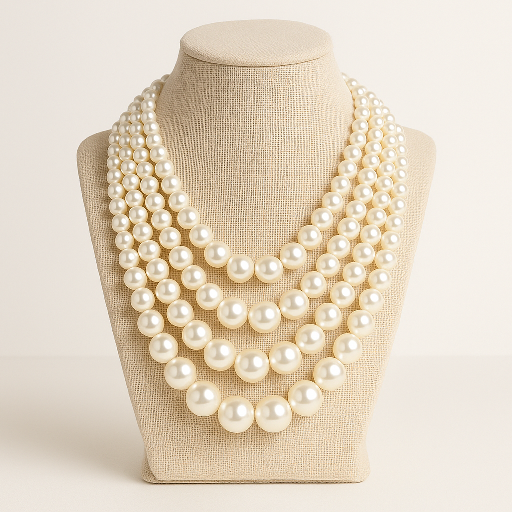 E-Lustrous Elegance – Multi-Layered Classic Pearl Necklace