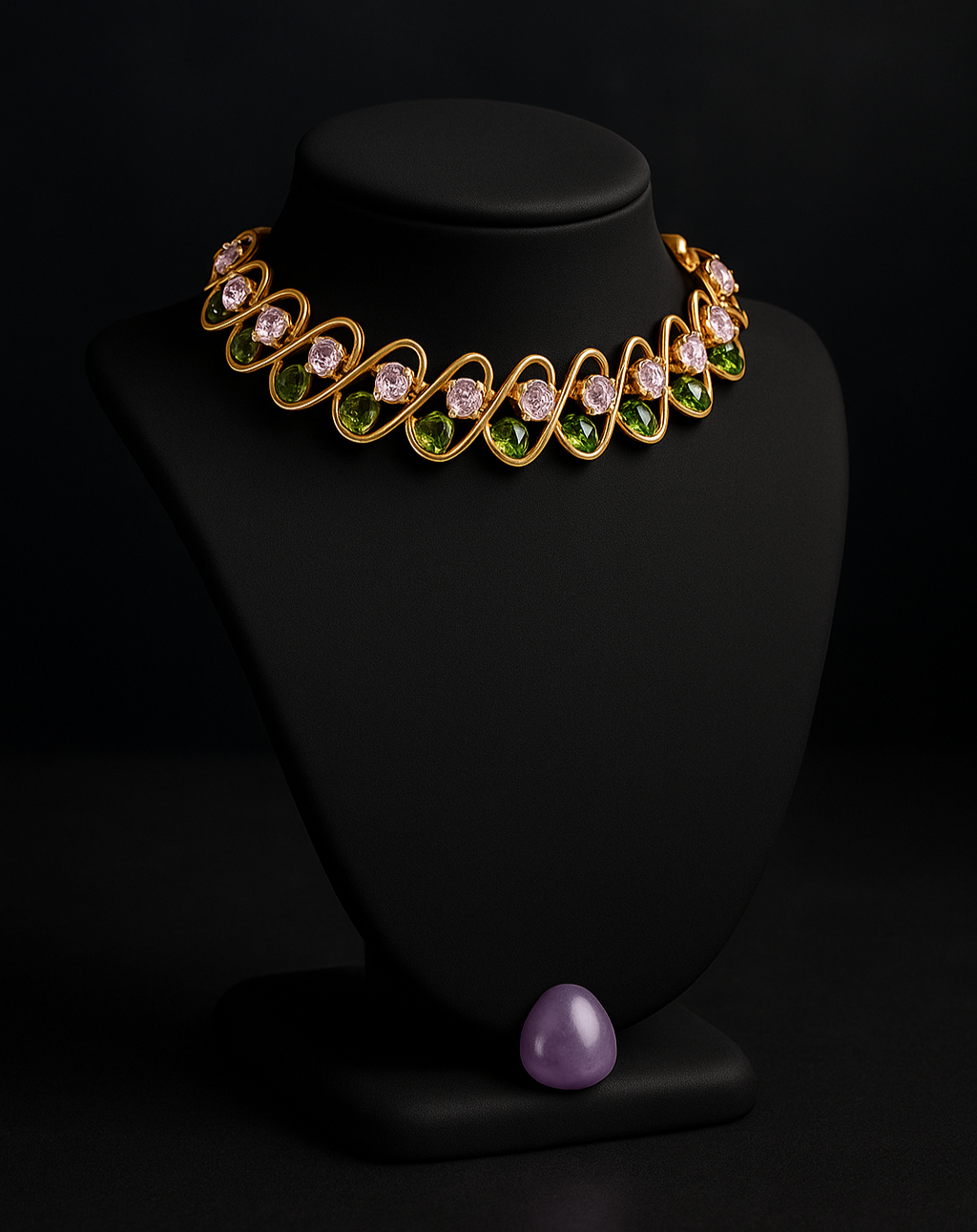 C ENGLAND FASHION Green Stone Designer Necklace Set for Women