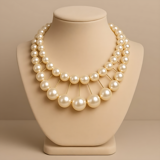 Luxury Radiant Pearl Fan Necklace – Timeless Elegance in Every Strand