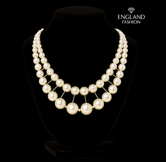 G-Luxurious Multi-Strand Pearl Statement Necklace – Classic Elegance for Weddings, Parties & Everyday Glam