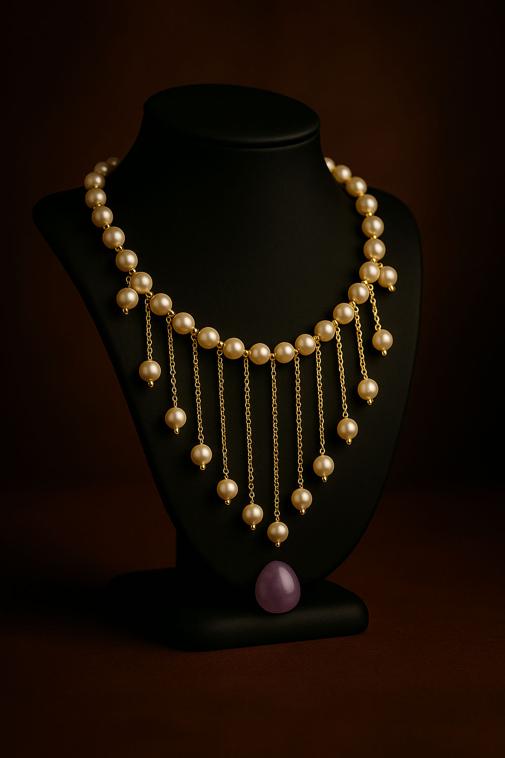 A The Regal WhisElegant Gold-Plated Pearl Drop Necklace – Handcrafted Statement Jewelry for Womenper Choker"