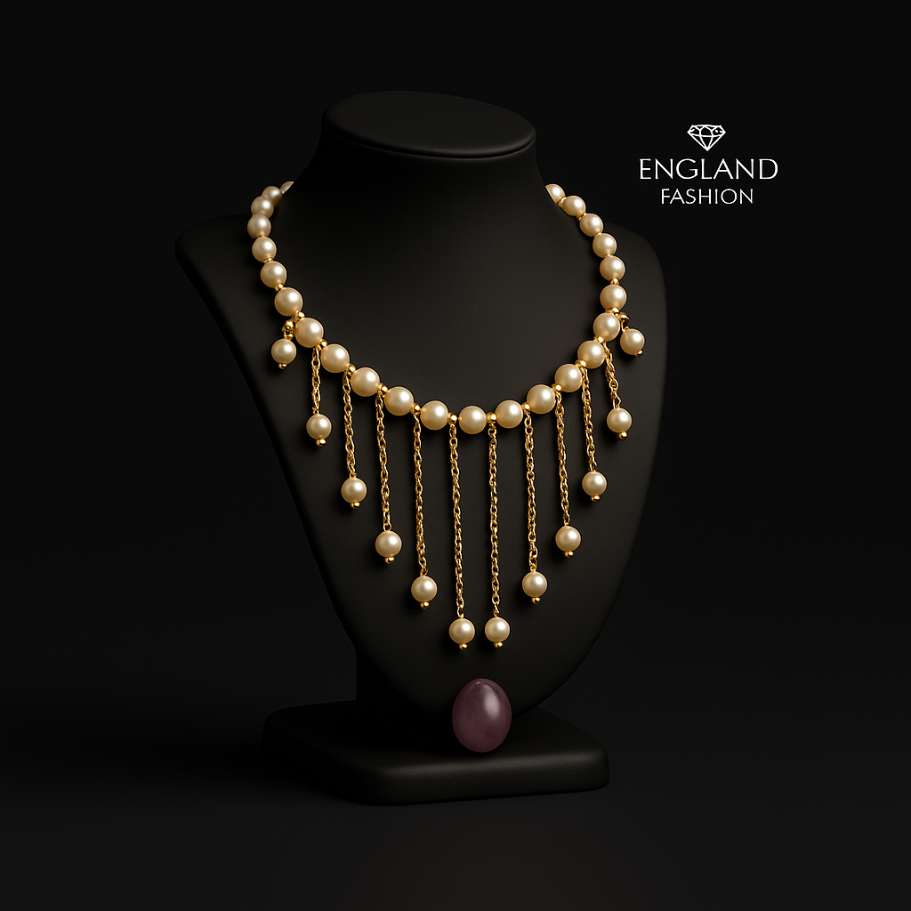 A The Regal WhisElegant Gold-Plated Pearl Drop Necklace – Handcrafted Statement Jewelry for Womenper Choker"