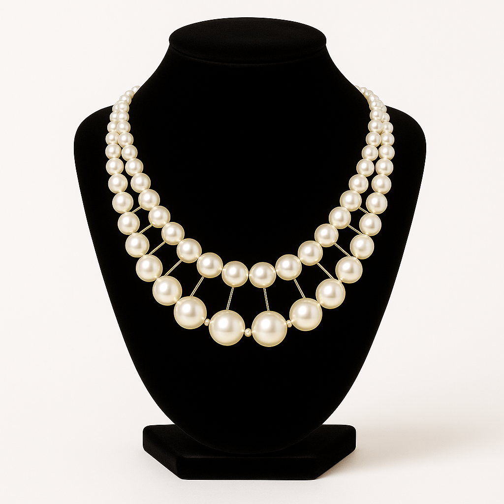 G-Luxurious Multi-Strand Pearl Statement Necklace – Classic Elegance for Weddings, Parties & Everyday Glam