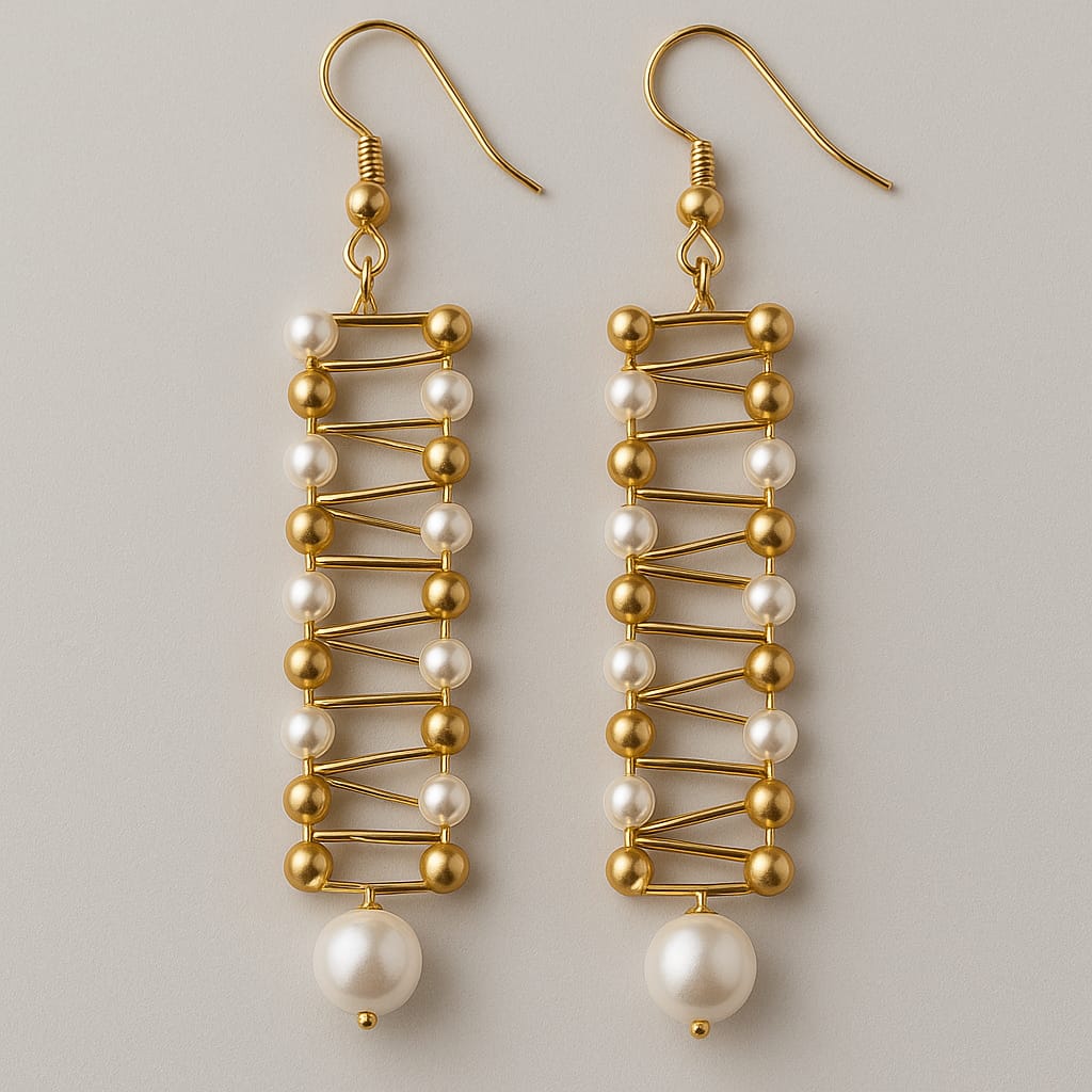 F-Elegant Golden Pearl Lattice Choker – Luxe Statement Jewelry