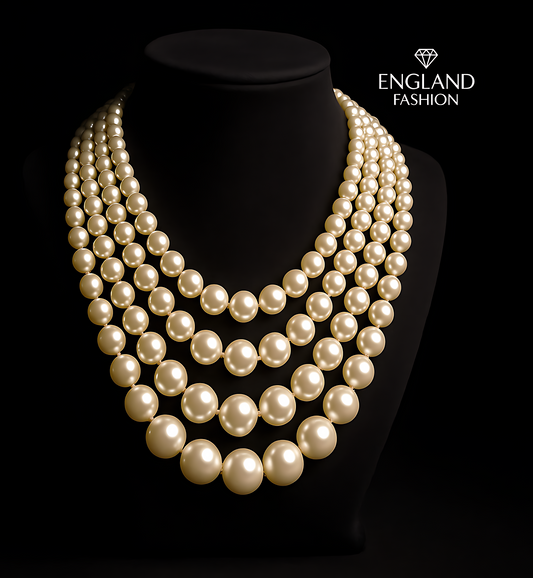 E-Lustrous Elegance – Multi-Layered Classic Pearl Necklace